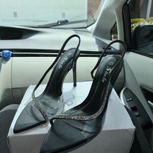 Black clear heels